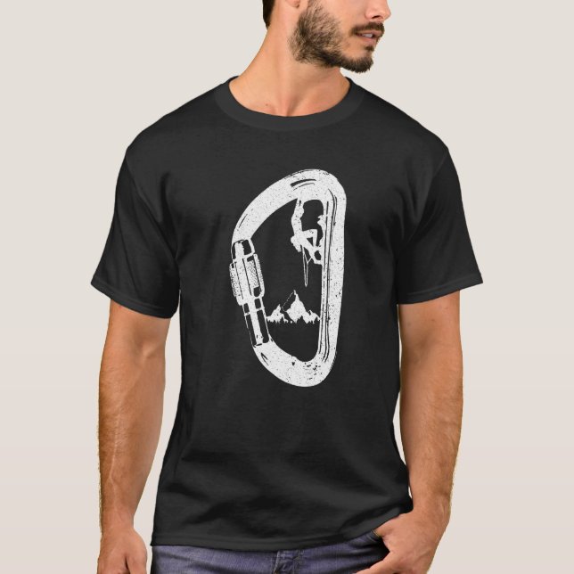 Carabiner med bergsklättring t shirt (Framsida)