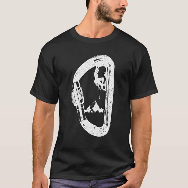 Carabiner med bergsklättring t shirt (Framsida)