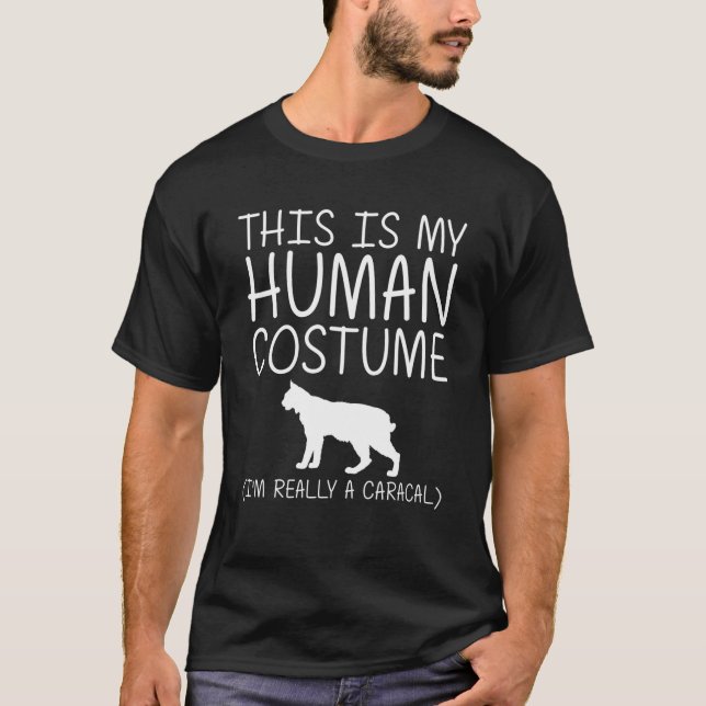 Caracal Easy Halloween Human Costume Cat Kattunge  T Shirt (Framsida)