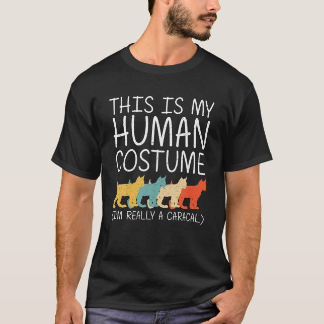 Caracal Halloween Human Costume Cat Kattunge Easy  T Shirt (Framsida)