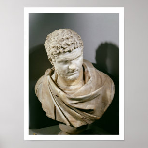 Caracalla, romersk marble cuirzed bust, 212-217 AD Poster