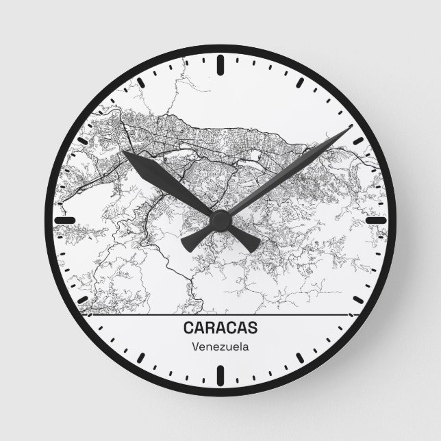 Caracas Clock City Line Art Rund Klocka (Framsida)