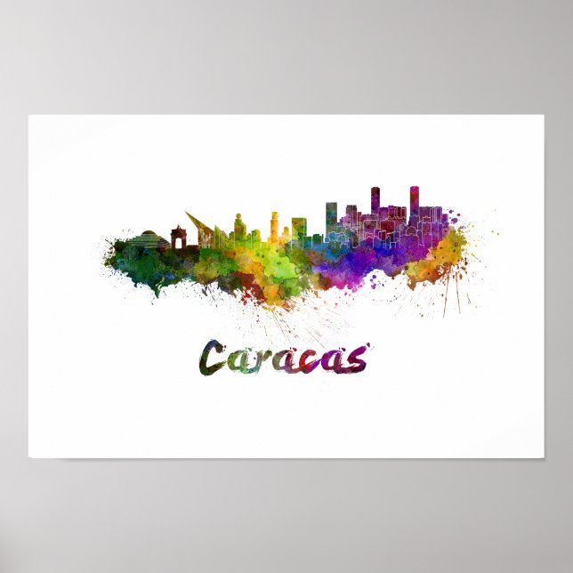 Caracas skyline in watercolor poster (Framsidan)
