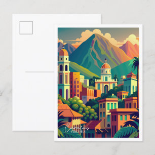 Caracas Venezuela Art Vintage resor Illustration Vykort