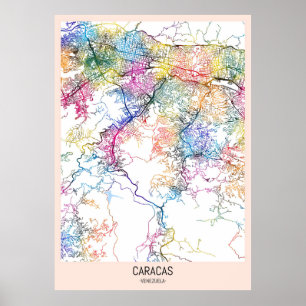 Caracas Venezuela City Karta Poster