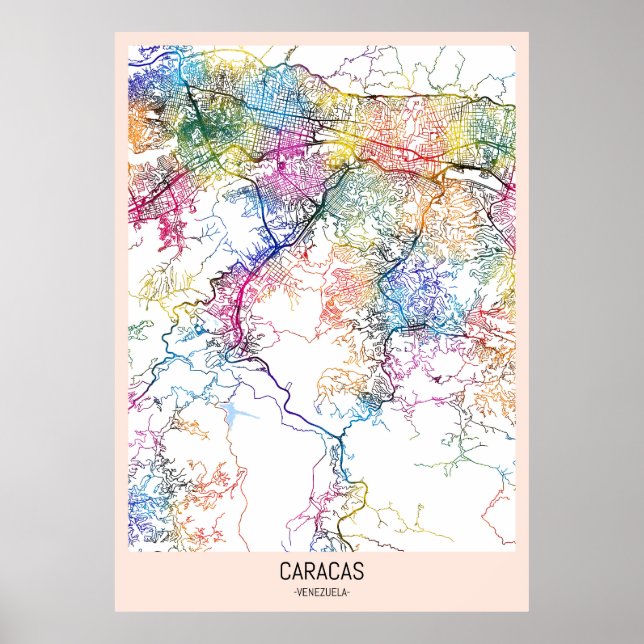 Caracas Venezuela City Karta Poster (Framsidan)