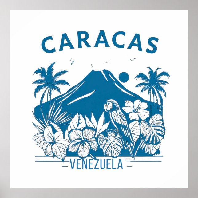 Caracas Venezuela diseño retro tropical | Vintage  Poster (Framsidan)
