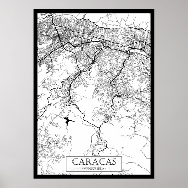 Caracas Venezuela Karta Poster (Framsidan)