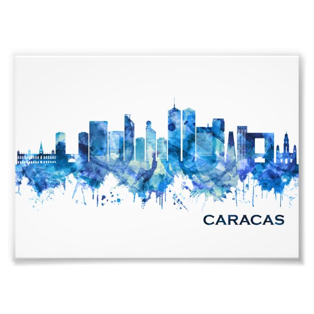 Caracas Venezuela Skyline Blue Fototryck (Framsidan)