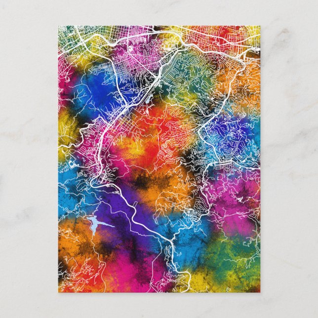 Caracas Venezuela Stadskarta Vykort (Framsida)