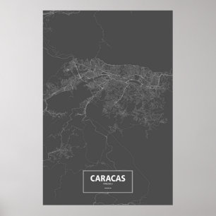 Caracas Venezuela (vit på svart) Poster