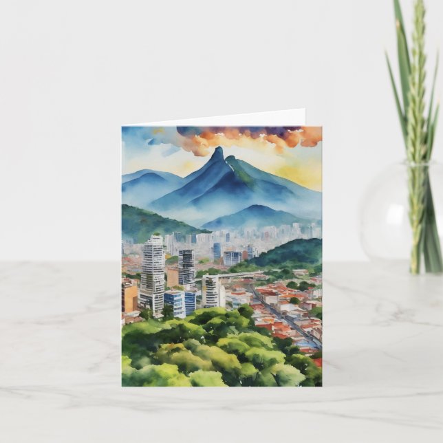 Caracas Venezuela Watercolor Kort (Framsida)