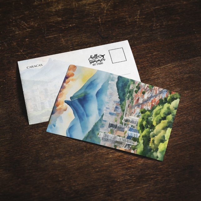 Caracas Venezuela Watercolor Postcard Inbjudningar (Skapare uppladdad)