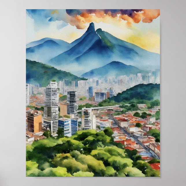 Caracas Venezuela Watercolor Poster (Framsidan)