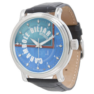 Carambole Biljart Horloge van het Leer Armbandsur