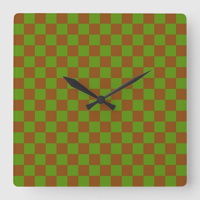 Caramel apple checkered board pattern fyrkantig klocka (Framsida)