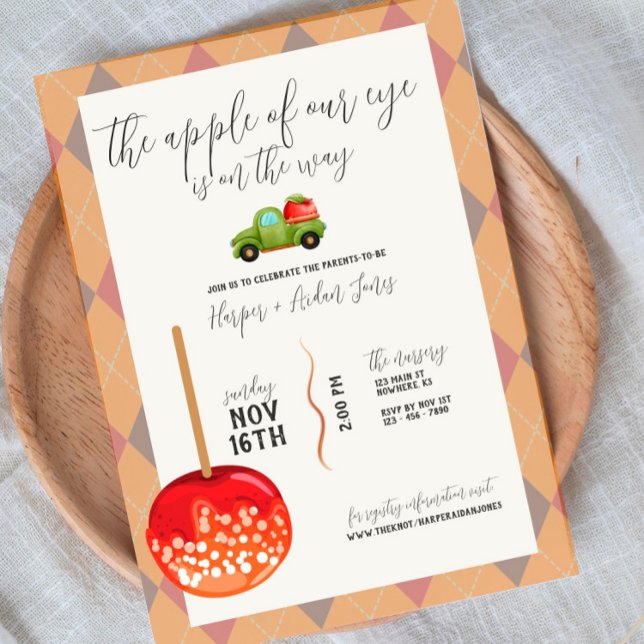 Caramel Apple - inbjudan till Red Baby Shower (Skapare uppladdad)