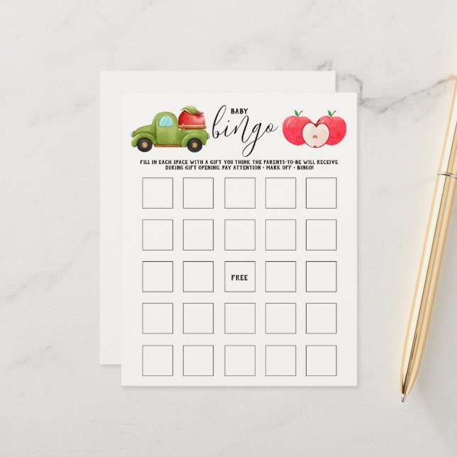Caramel Apple Red Baby Shower Baby Bingo Game (Fram/Back In Situ)