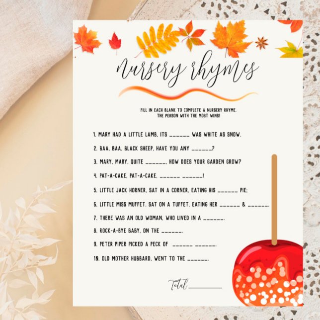 Caramel Apple Red Baby Shower Nursery Rhymes Game (Skapare uppladdad)