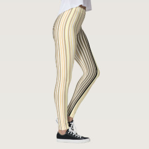 Caramel Brown med svart och vit Rand Leggings