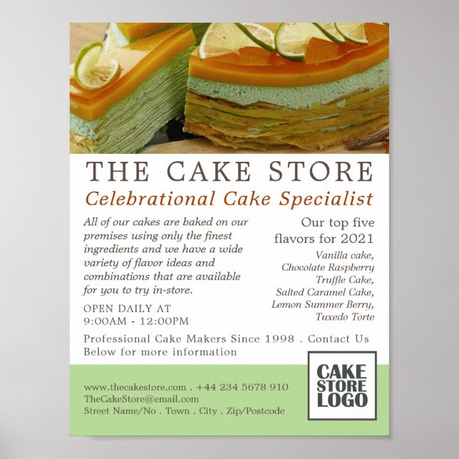 Caramel Cake, Cakery, Cake Store Advertising Poster (Framsidan)