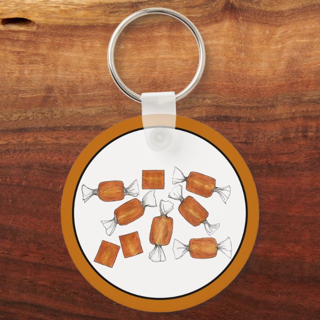 Caramel Candy Sweet Tooth Food Illustration Nyckelring (Baksida)