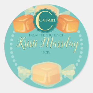 Caramel carmel homemade candy jul till från runt klistermärke