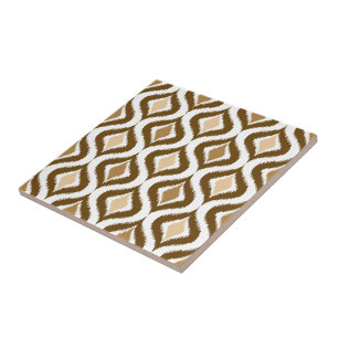 Caramel Coffee Brown Retro Chic Ikat drops Mönster Kakelplatta