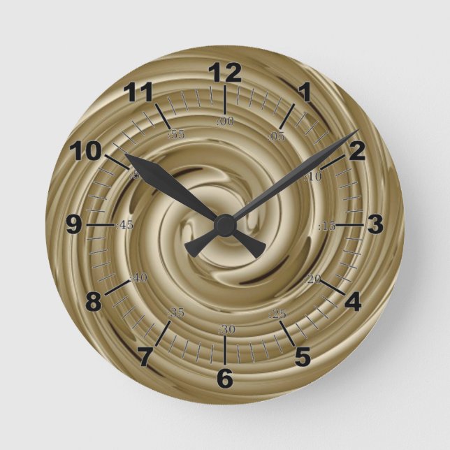 Caramel Cream Twist Round Clock Rund Klocka (Framsida)