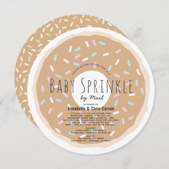 Caramel Donut Baby Sprinkle Shower by Mail Circle Inbjudningar (Fram/baksida)