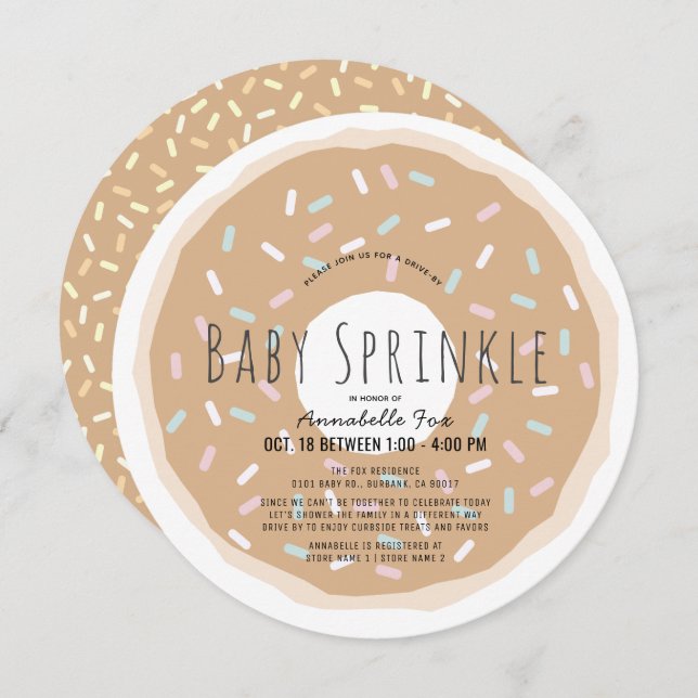 Caramel Donut Baby Sprinkle Shower Circle Inbjudningar (Fram/baksida)
