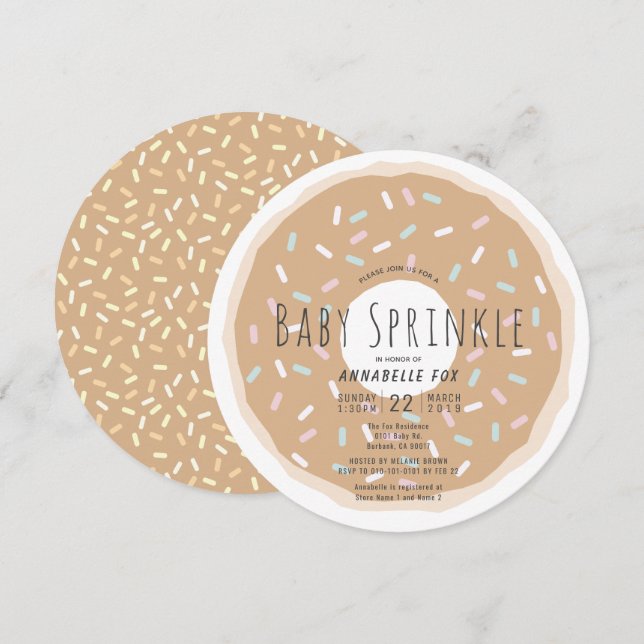 Caramel Donut Baby Sprinkle Shower Circle Inbjudningar (Fram/baksida)