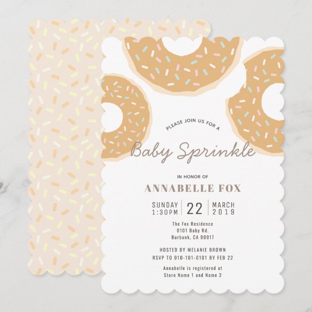 Caramel Donut Baby Sprinkle Shower Inbjudningar (Fram/baksida)