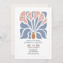 Caramel & Dusty Blue Abstract Floral Boho Wedding Inbjudningar