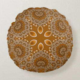 Caramel Fractal Lace Rund Kudde