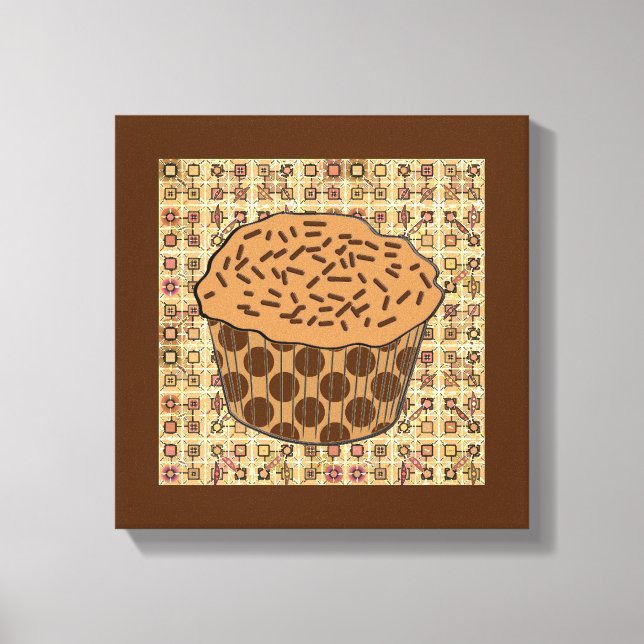 Caramel Frosted Cupcoa med Sprinkles Canvastryck (Framsida)