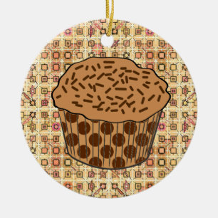 Caramel Frosted Cupcoa med Sprinkles Julgransprydnad Keramik