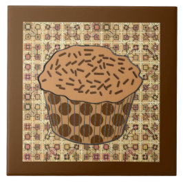 Caramel Frosted Cupcoa med Sprinkles Kakelplatta