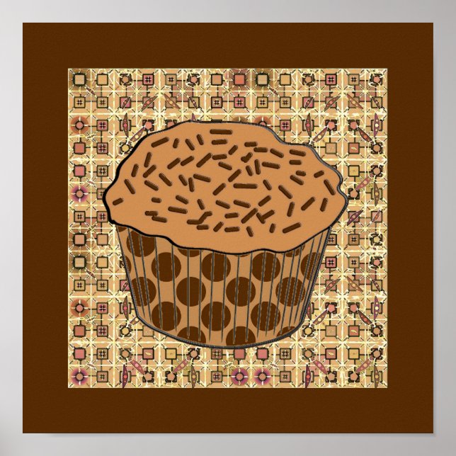 Caramel Frosted Cupcoa med Sprinkles Poster (Framsidan)