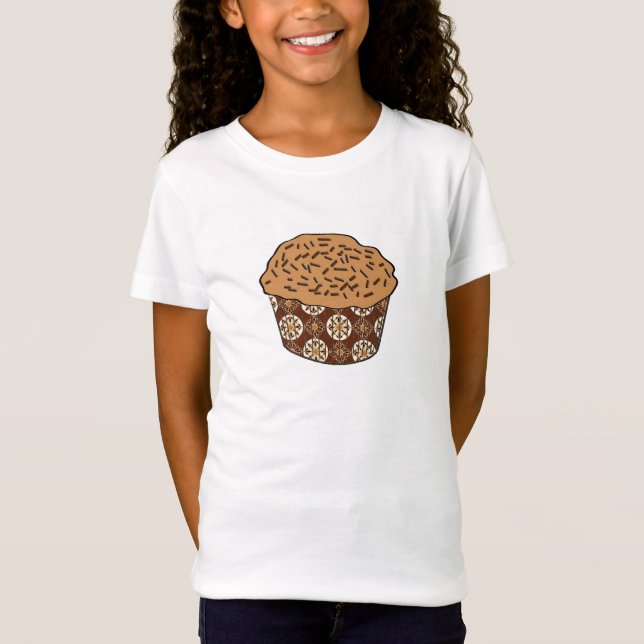 Caramel Frosted Cupcoa med Sprinkles T-Shirt (Framsida)
