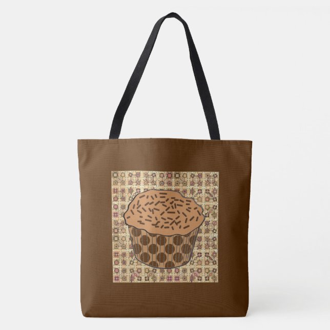 Caramel Frosted Cupcoa med Sprinkles Tygkasse (Framsida)