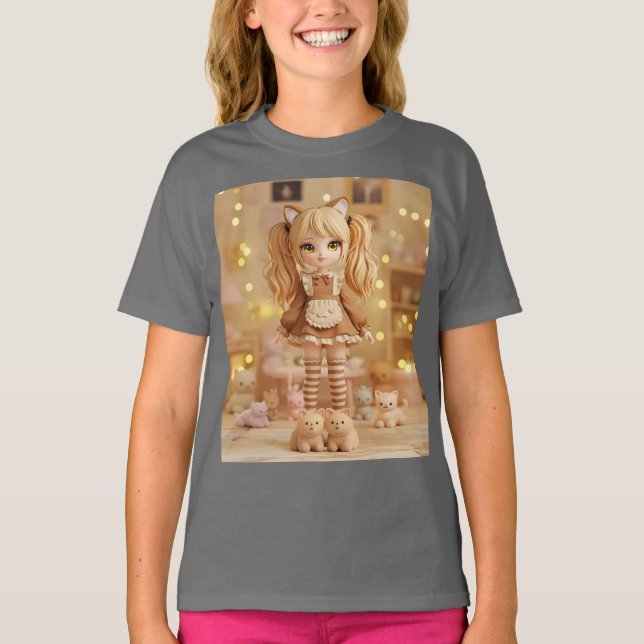 Caramel Kitten Kawaii Doll T Shirt (Framsida)
