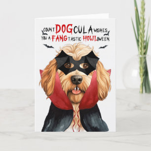 Caramel Labradoodle Funny Count DOGcula Halloween Helgkort