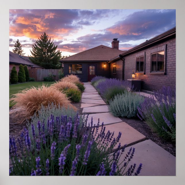 Caramel Lavender Lila House Yard Poster (Framsidan)