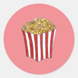 Caramel Maj Film Butter Popcorn Foodie Stickers Runt Klistermärke