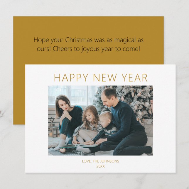 Caramel Minimalist GOTT NYTT ÅR Julkort (Fram/baksida)