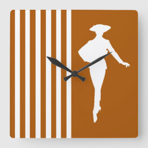 Caramel Modern Rand med Mode Silhouette Fyrkantig Klocka