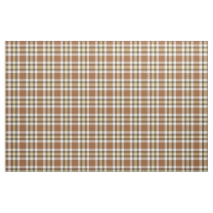 Caramel Mörk Brown Gult Tartan Squares Mönster Tyg