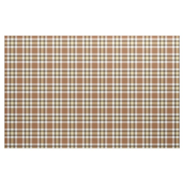 Caramel Mörk Brown Gult Tartan Squares Mönster Tyg (Fat Quarter)
