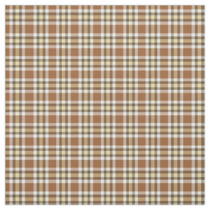 Caramel Mörk Brown Gult Tartan Squares Mönster Tyg